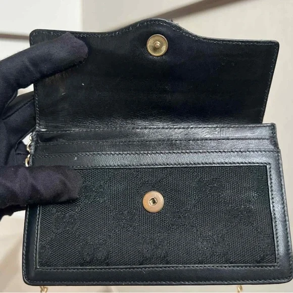 Authentic Vintage Sherry Black Nano Clutch Gucci Crossbody Purse Wallet Bag - Picture 15 of 16